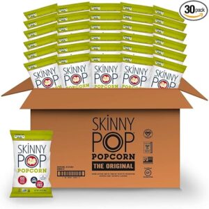 SkinnyPop Original Popcorn, Individual Snack Size Bags, Skinny Pop, Healthy Popcorn Snacks, Gluten Free, 0.65 Ounce (Pack of 30)