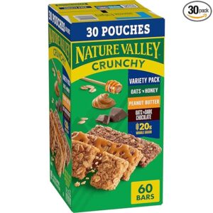 Nature Valley Crunchy Granola Bars, Value Pack, 60 Bars, 44.7 OZ Count (30 Pouches)