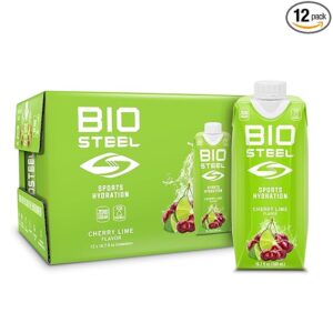 BioSteel Cherry Lime Sports Drink, 12-Pack Sugar Free with Essential Element Electrolytes - Clean Rapid Hydration and Advanced Recovery for Optimal Performance - Caffeine Free, Keto Friendly