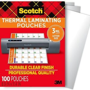 Scotch Thermal Laminating Pouches, for Use with Thermal Laminators, 8.9 x 11.4 Inches, Letter Size Sheets, 100 Count
